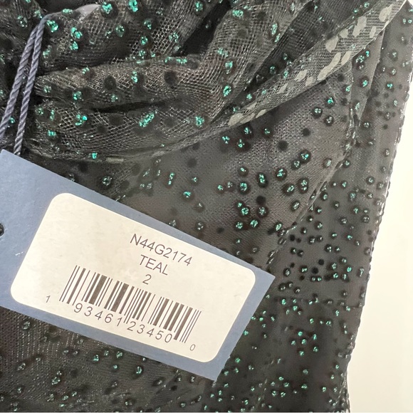 Marchesa Notte Ombré Glitter Tulle Off Shoulder Gown - Picture 11 of 11